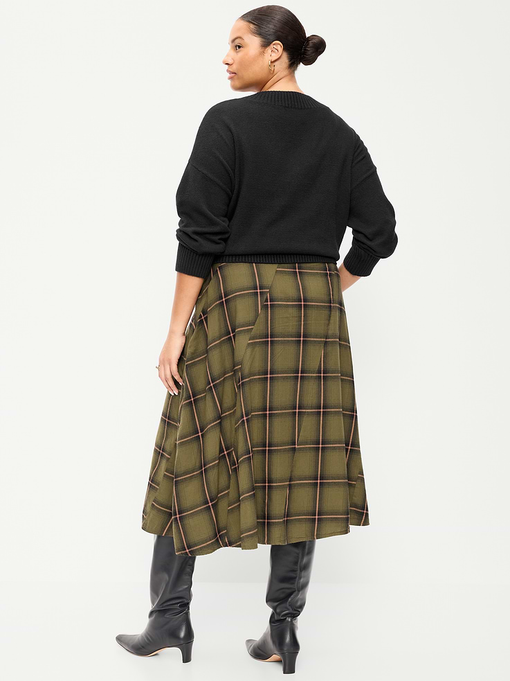 Image 8 of 8, Plaid Midi Skirt