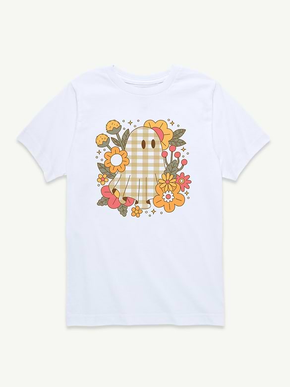 Ghost Pattern Florals Short Sleeve T-Shirt For Toddler