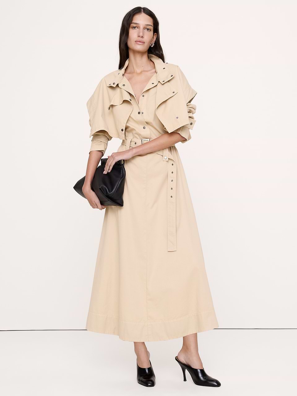 Cotton Twill Utility Trench Dress
