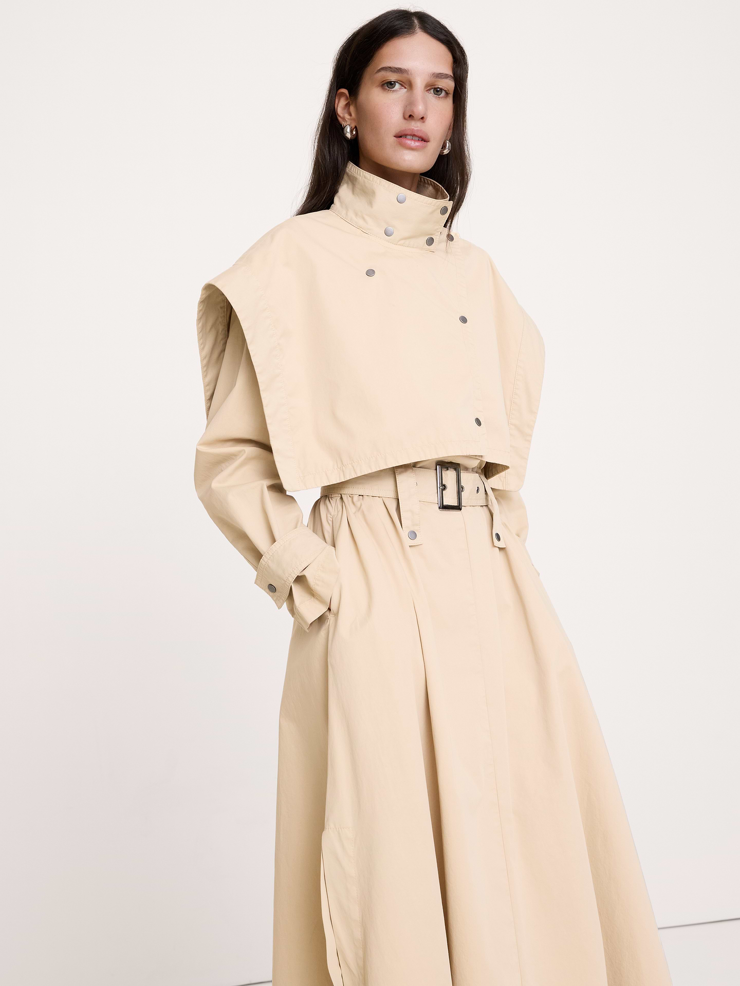 Image 4 of 6, Cotton Twill Utility Trench Dress