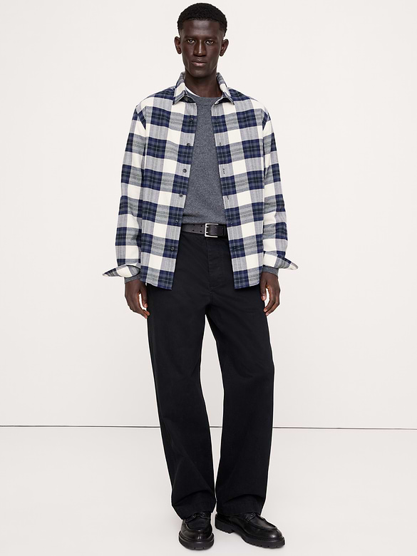 Standard-Fit Lightweight Brushed Flannel Shirt