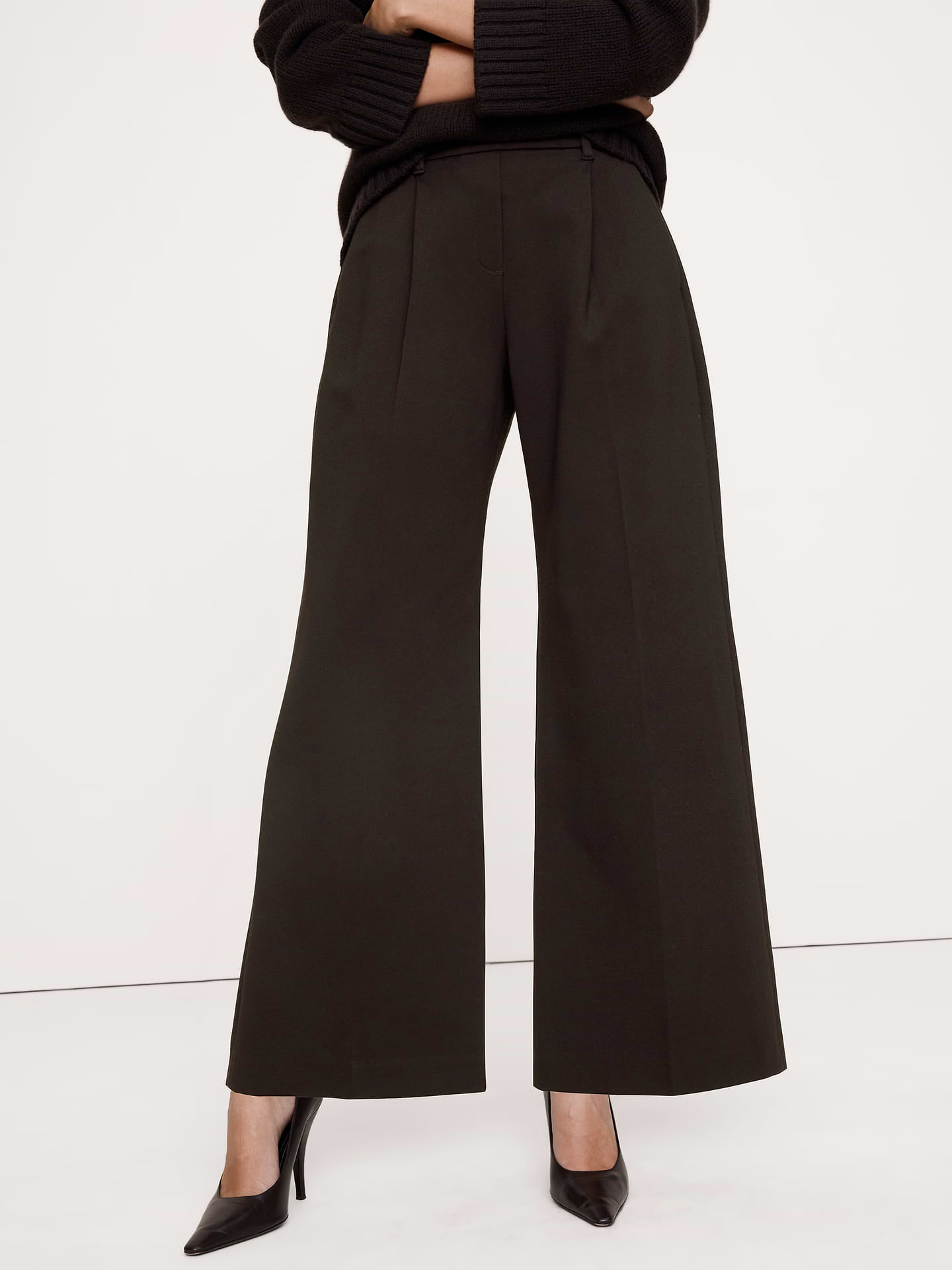 Image number 4 showing, High-Rise Wide-Leg Drapey Ponte Pull-On Pant
