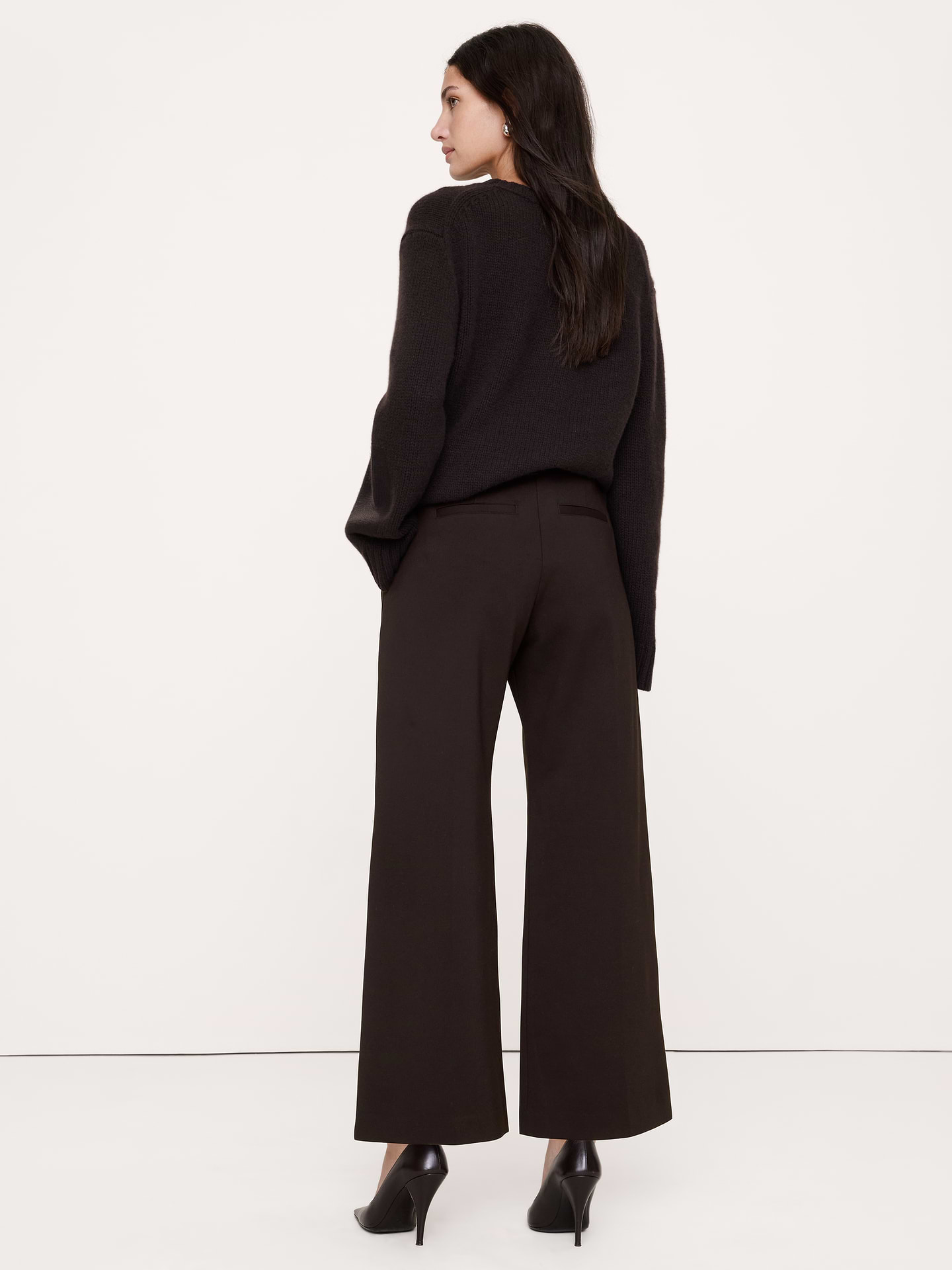 Image number 3 showing, High-Rise Wide-Leg Drapey Ponte Pull-On Pant