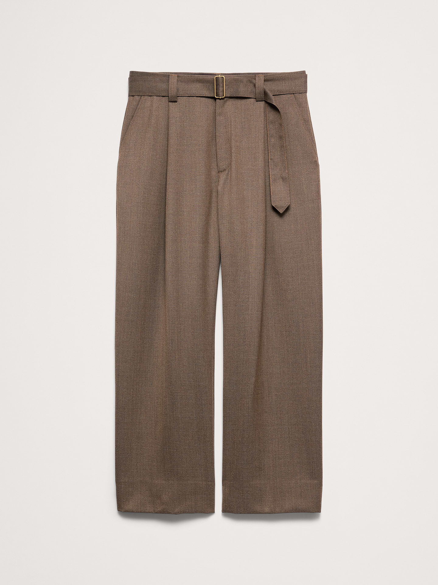 Image 4 de 8, Pantalon habillé à coupe ample en sergé avec ceinture