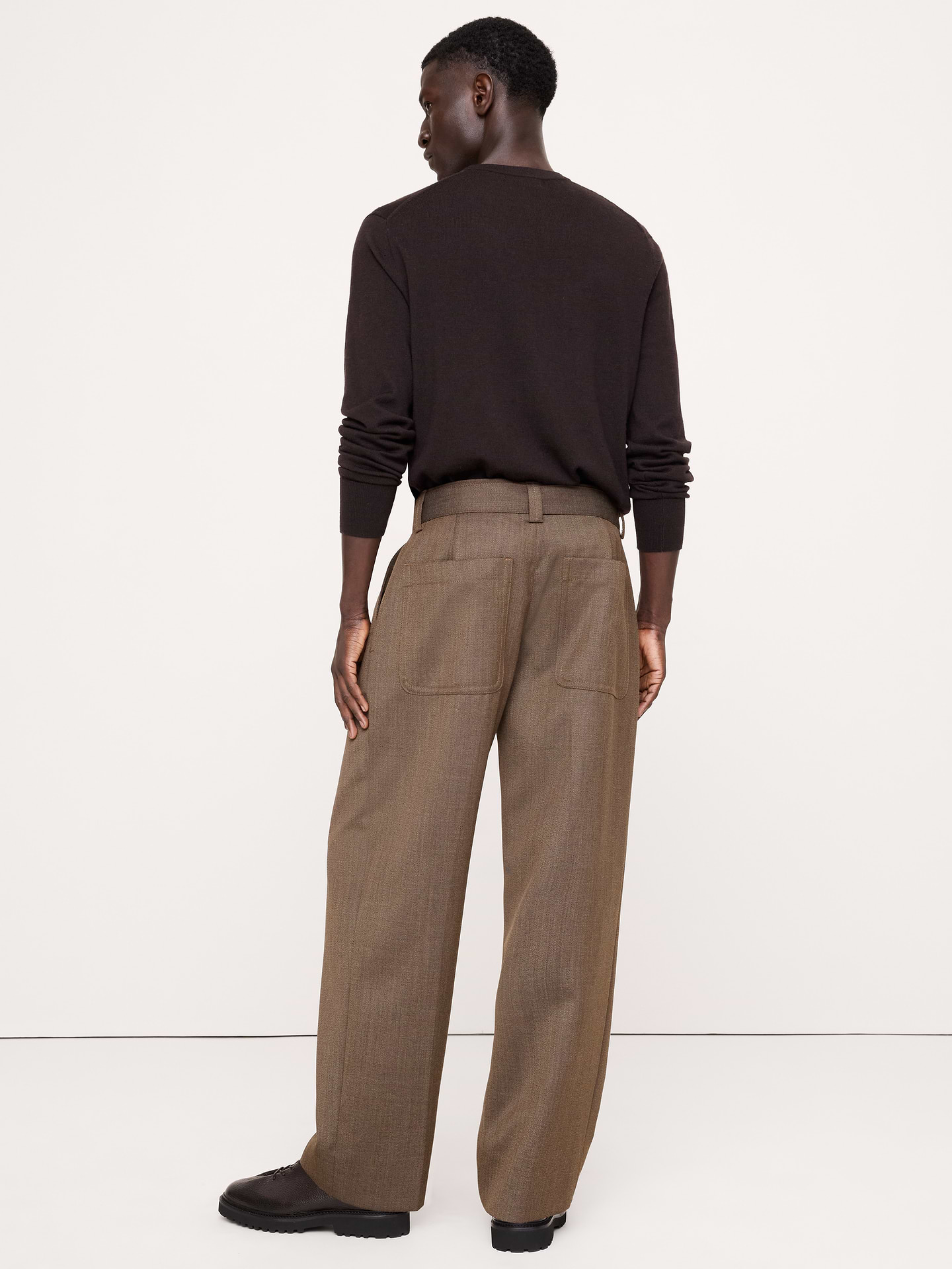 Image 7 de 8, Pantalon habillé à coupe ample en sergé avec ceinture