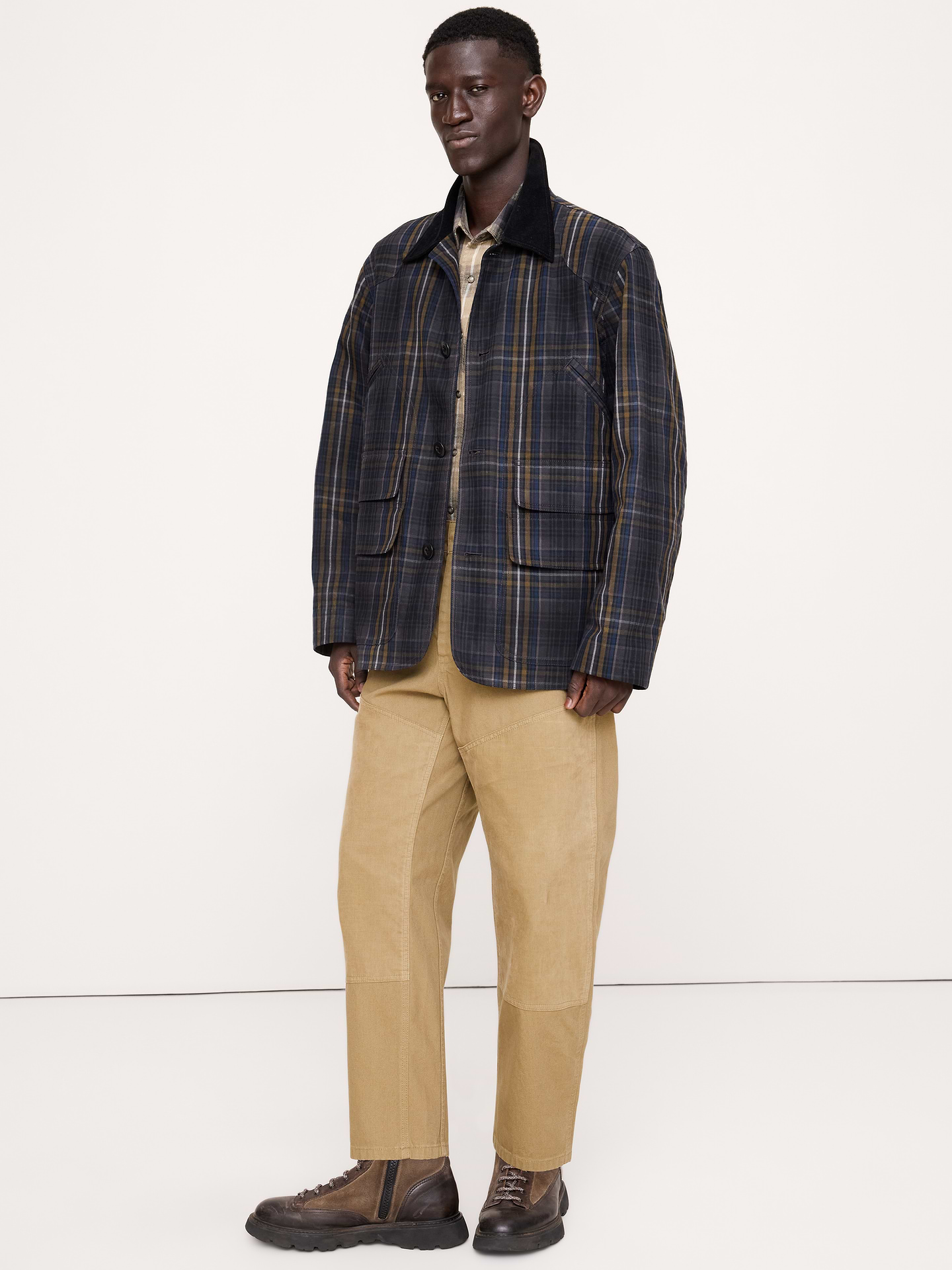 Image number 1 showing, Cotton Canvas Barn Coat with Corduroy Collar