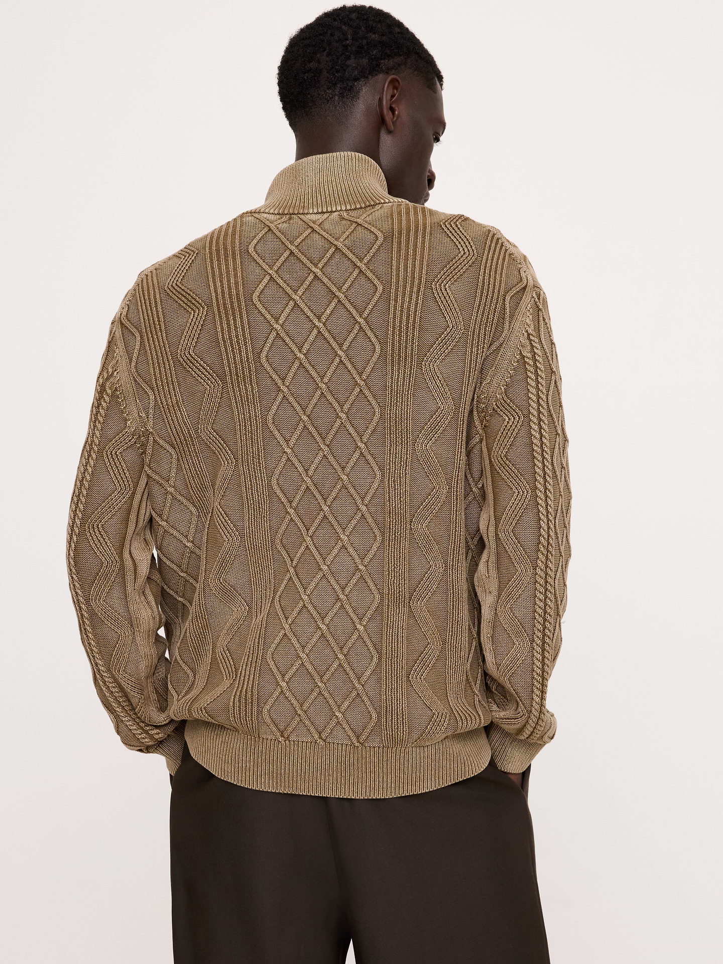 Image number 3 showing, Cotton Cable-Knit Half-Zip Sweater