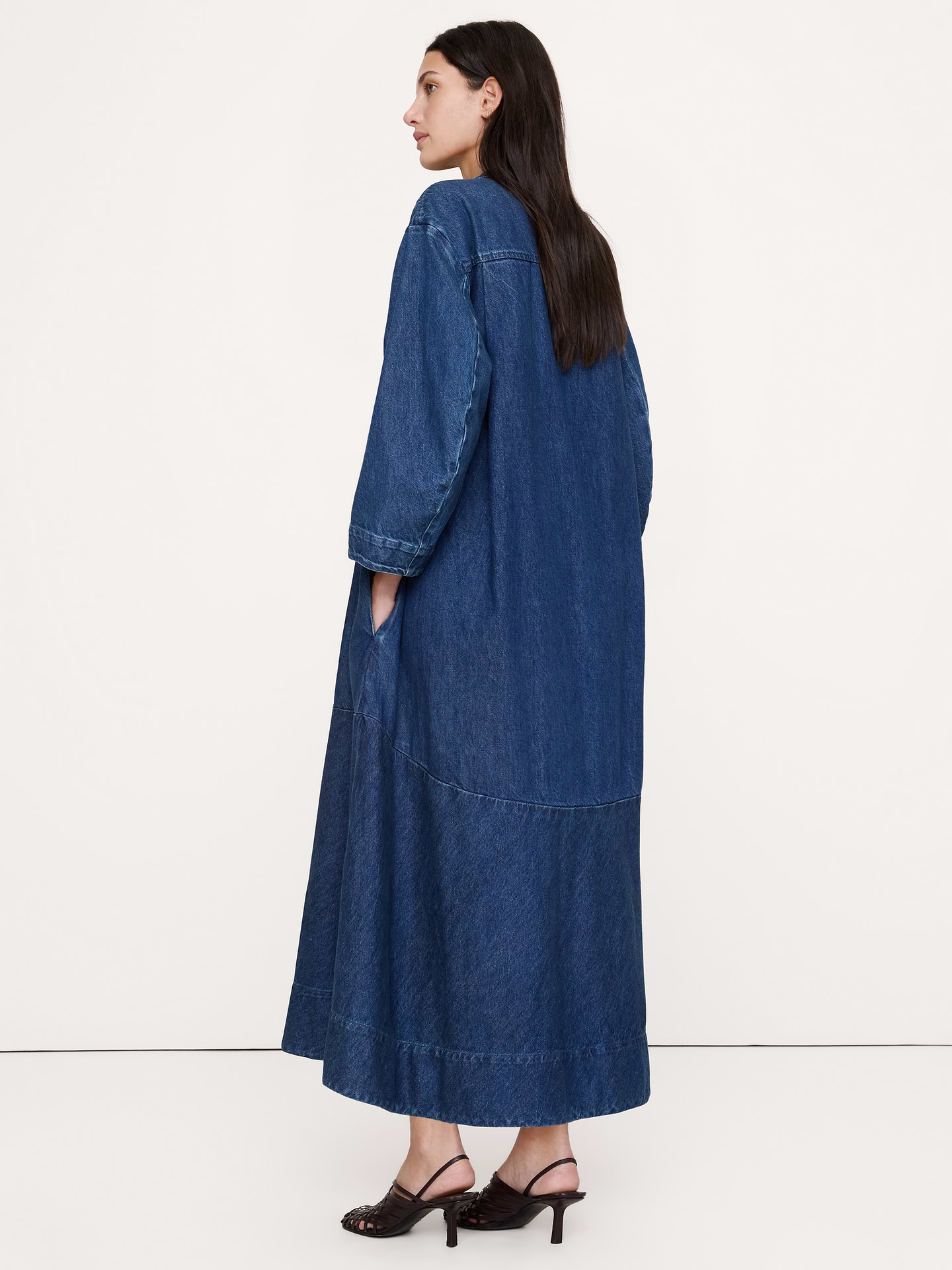 Image 3 de 7, Robe-chemisier à enfiler en denim