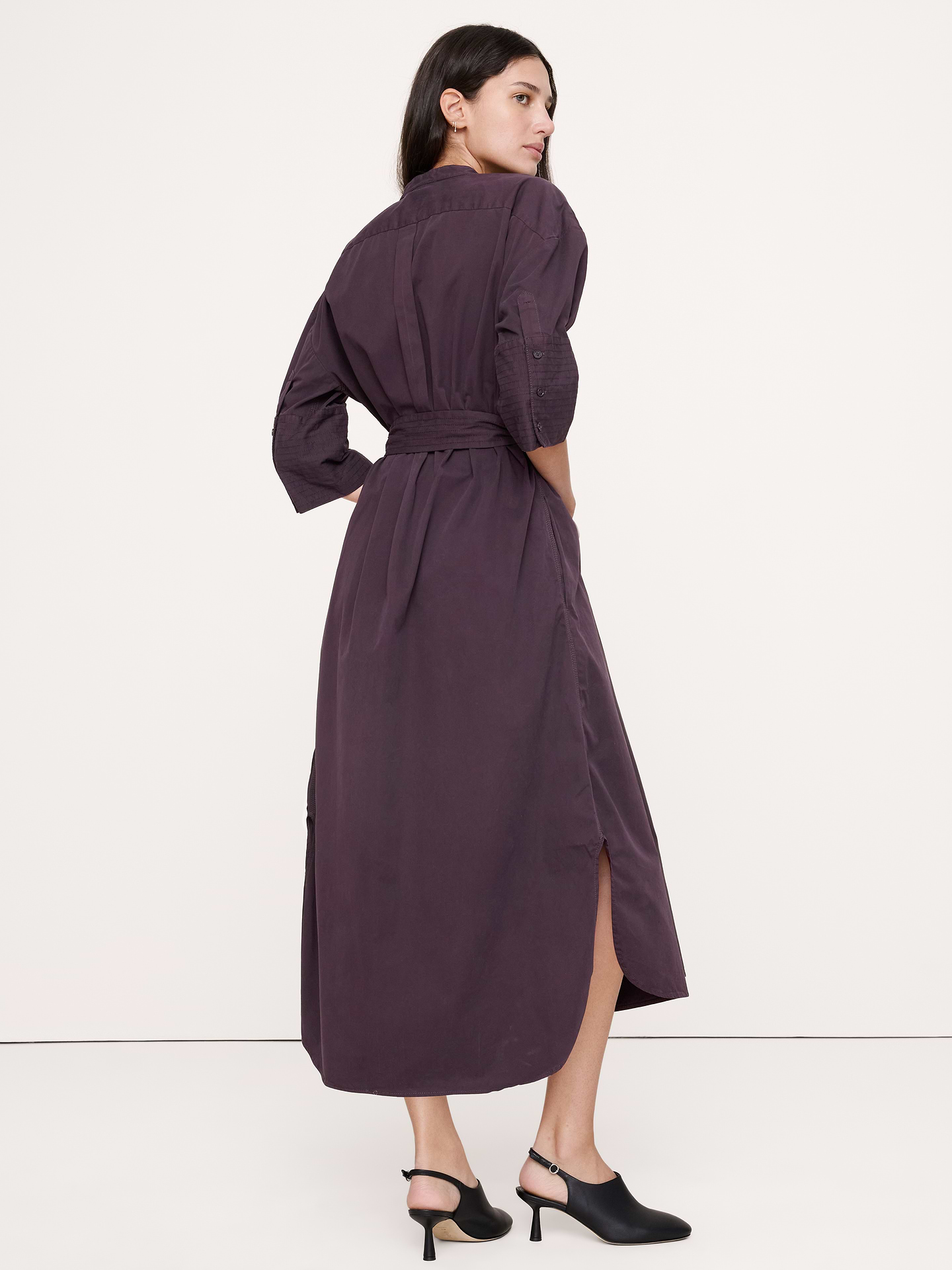L'image numéro 3 présente Robe-chemisier à ceinture en sergé de coton