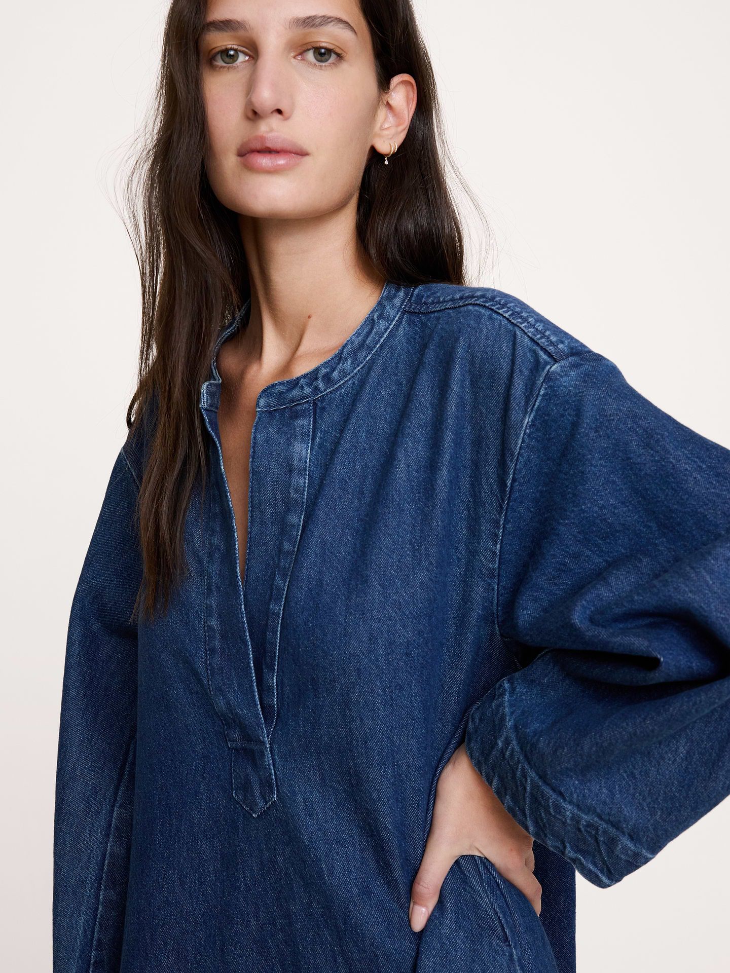 Image 4 de 7, Robe-chemisier à enfiler en denim