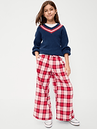 Image 3 of 4, Pull-On Wide-Leg Flannel Plaid Pants for Girls