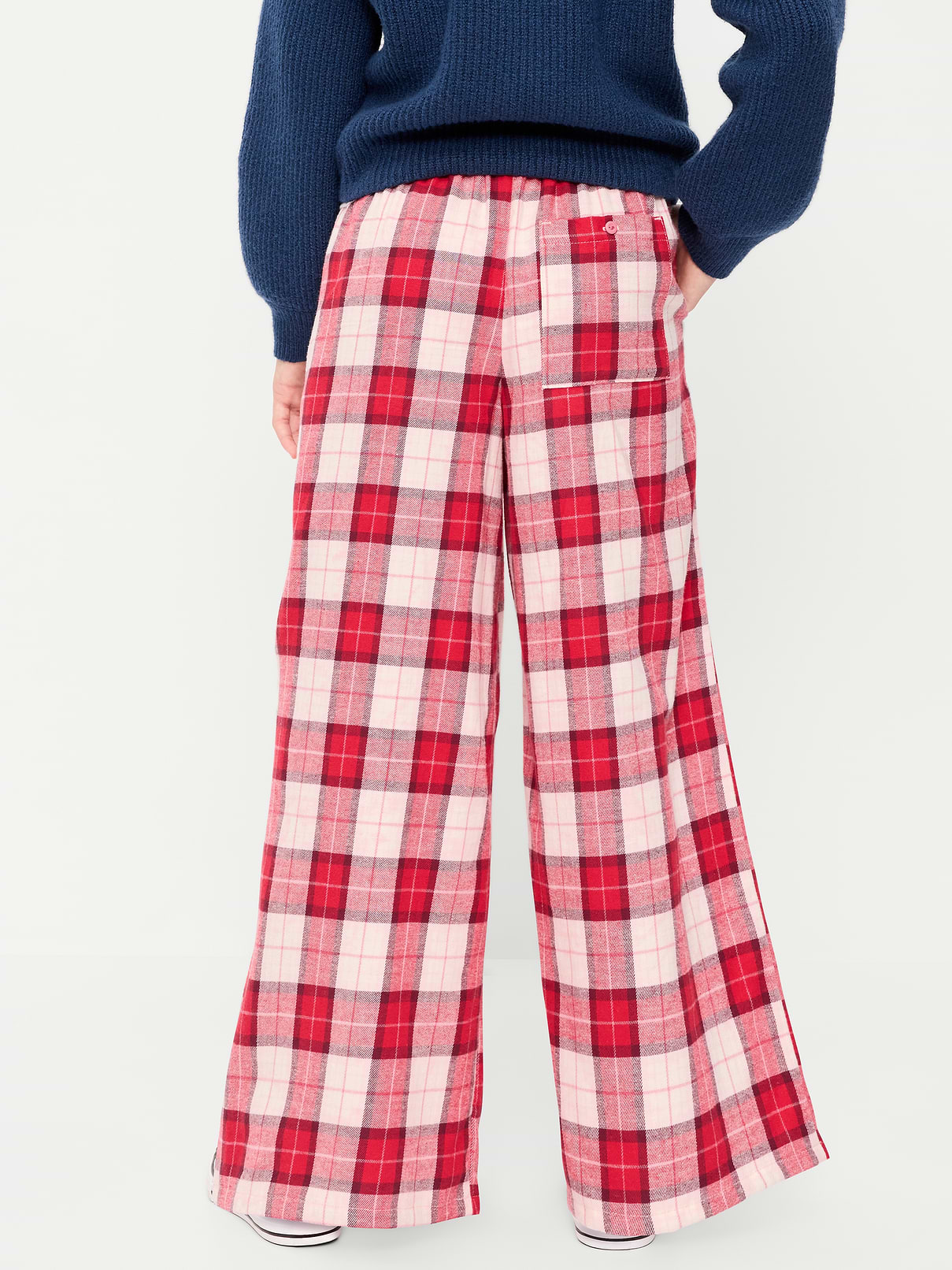 Image 2 of 4, Pull-On Wide-Leg Flannel Plaid Pants for Girls