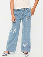 Image 1 of 5, The it fits she really, really wants., interior adjustable waistband, snap button closure (sizes 5-8), regular button closure (sizes 10-20), zip fly, scoop pockets and coin pocket, patch pockets at back, wide leg opening, all-over shiny bows, Product #1183864