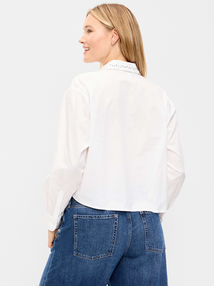 Image 6 of 8, Embellished Collar Long-Sleeve Button-Down Shirt
