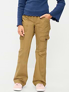 Image 1 of 5, low rise, interior adjustable waistband, sizes 5-8 snap-button closure, sizes 10-20 regular button closure, zip fly, diagonal utility pockets at front, back pockets, utility buttoned flap pockets at each leg, flare leg, Product #1183712