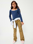 Image 3 of 5, Low-Rise Flare-Leg Utility Pants for Girls