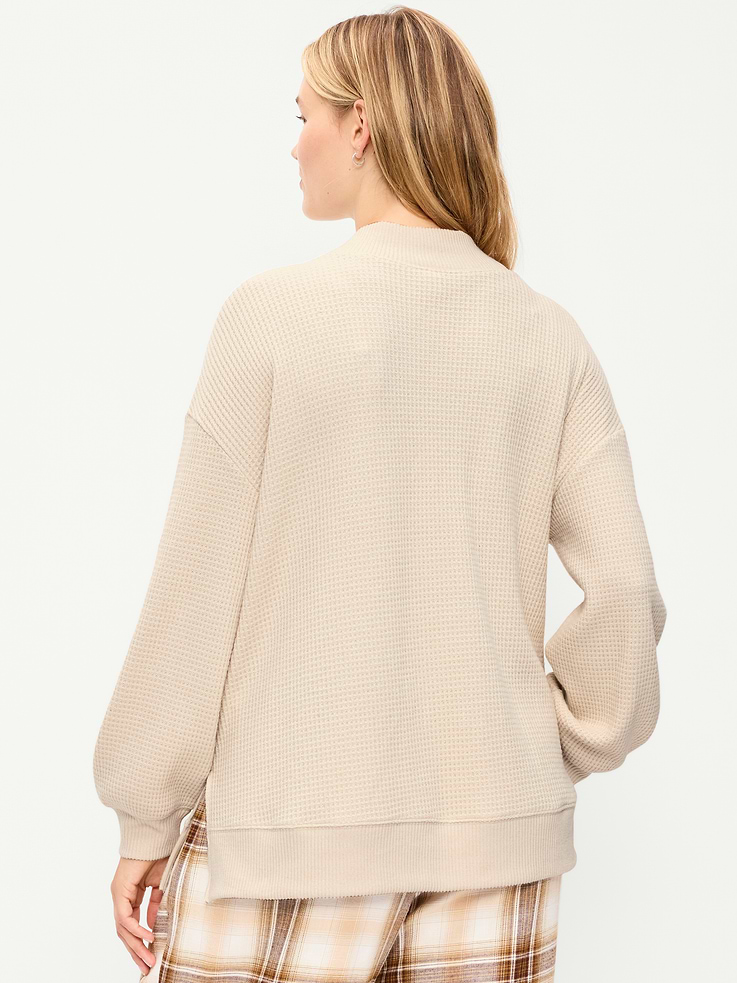Image 7 of 9, Oversized Mock-Neck Long-Sleeve Top