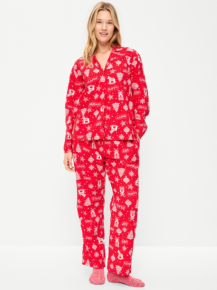 Image 5 de 8, Pyjama en flanelle à motif pour femme