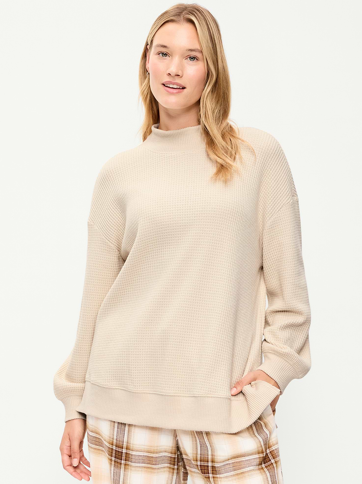 Image 6 of 9, Oversized Mock-Neck Long-Sleeve Top