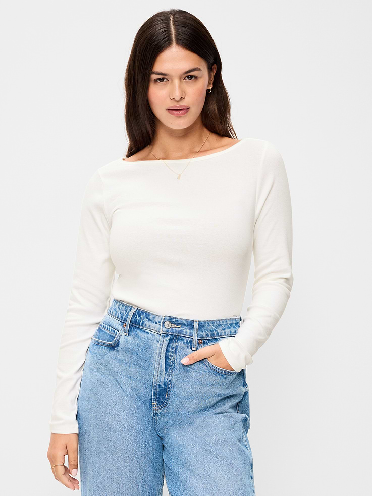 Image 5 of 8, Snug Long-Sleeve Boatneck T-Shirt