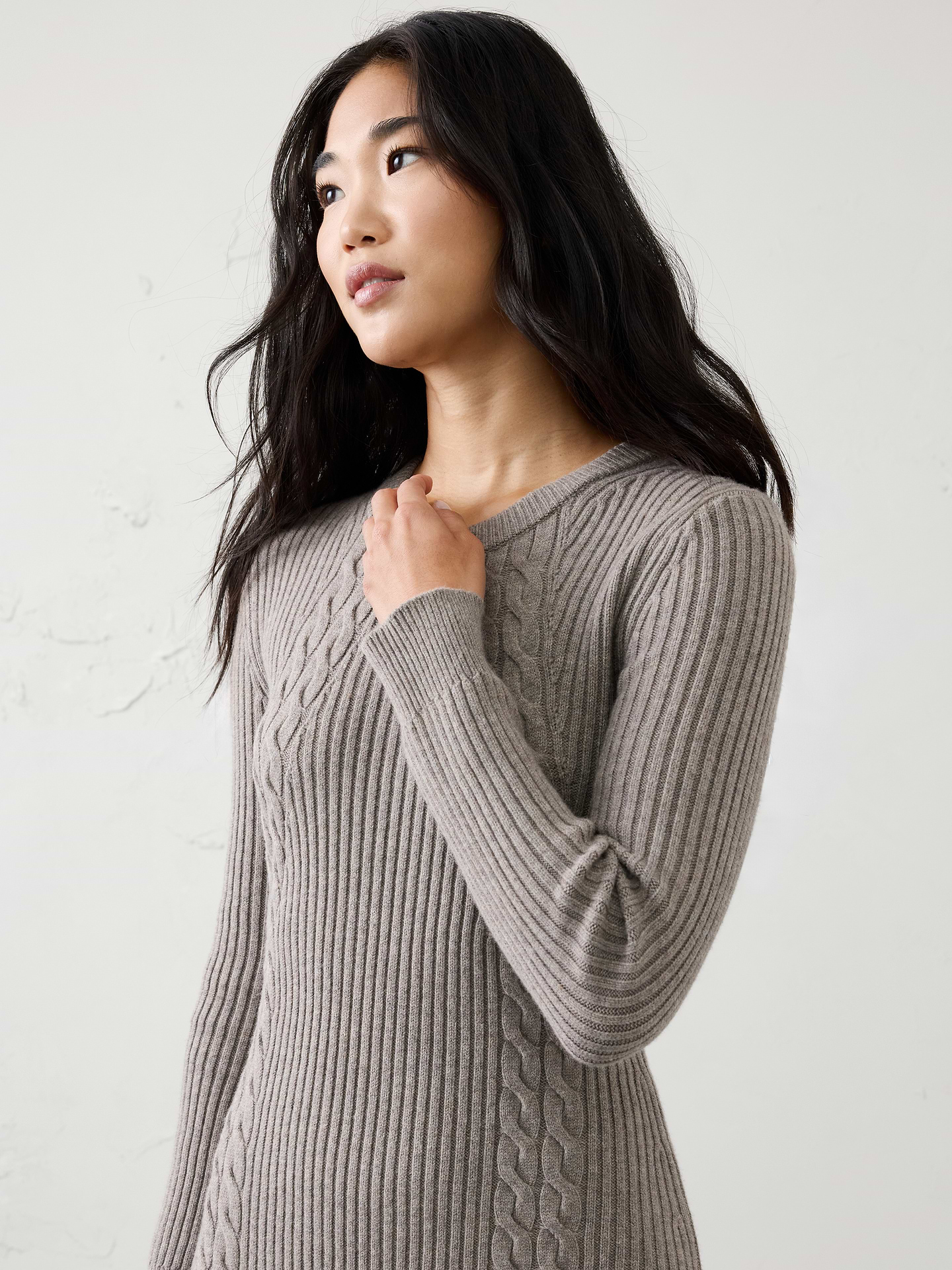 Image 5 of 5, Cable Midi Sweater Dress