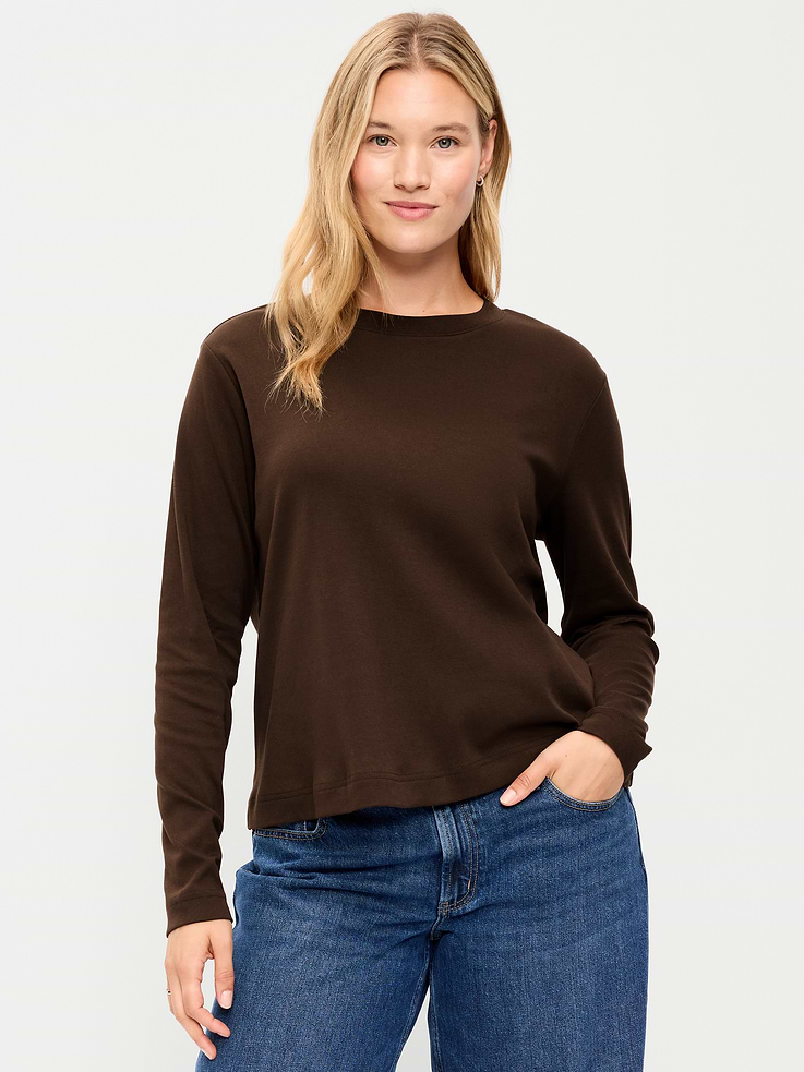 Image 5 of 8, Heavyweight Long-Sleeve Crew-Neck T-Shirt