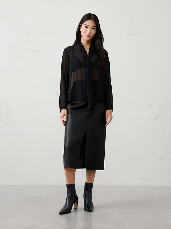 Sheer Scarf-Neck Blouse
