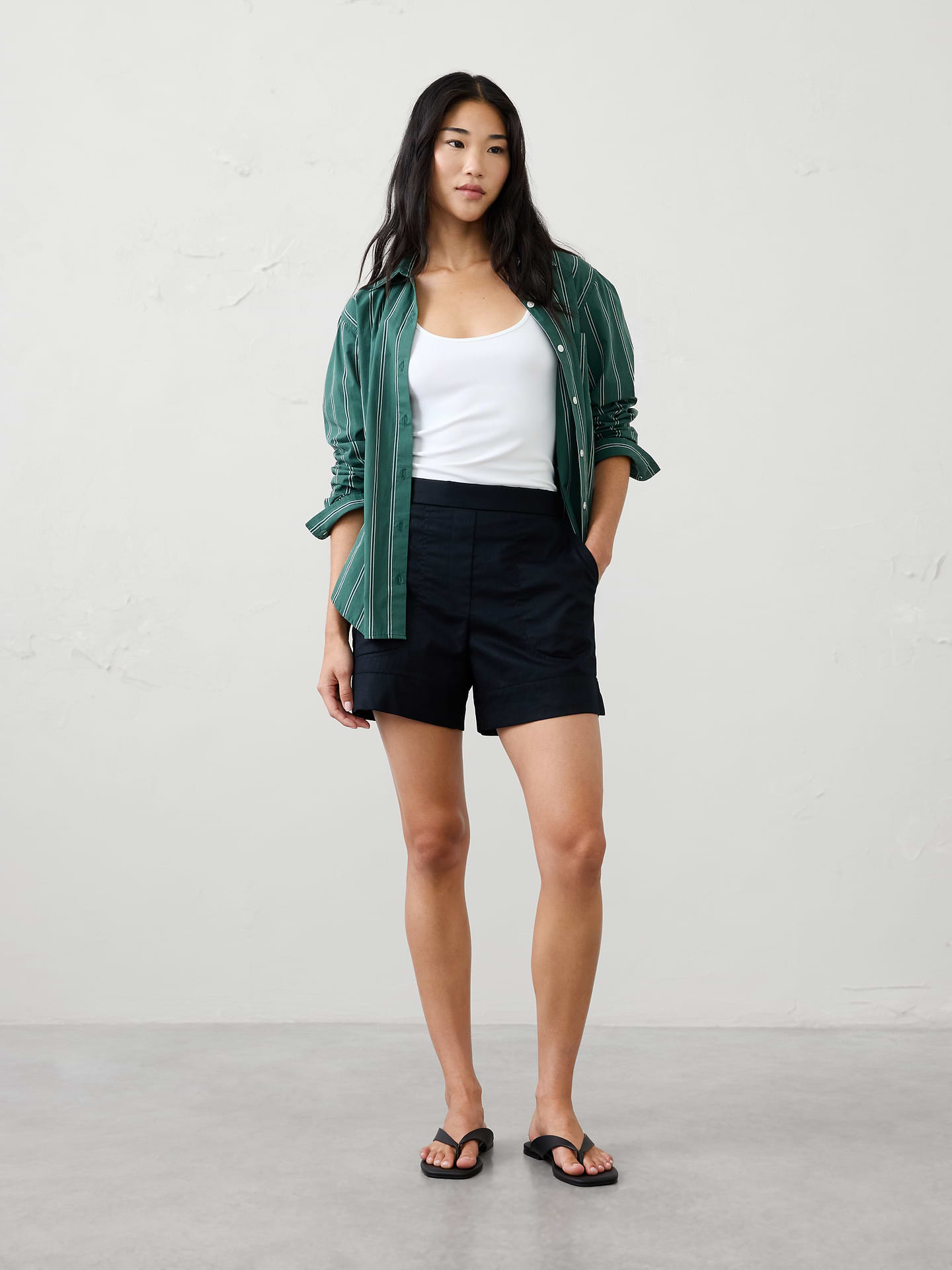 Image number 1 showing, Anyday Linen-Blend High-Rise Short