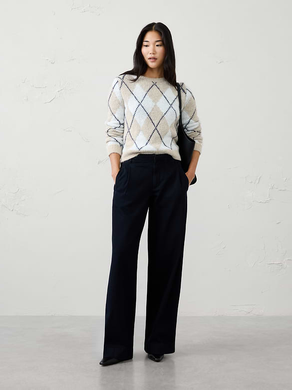 Wide-Leg Mid-Rise Denim Trouser