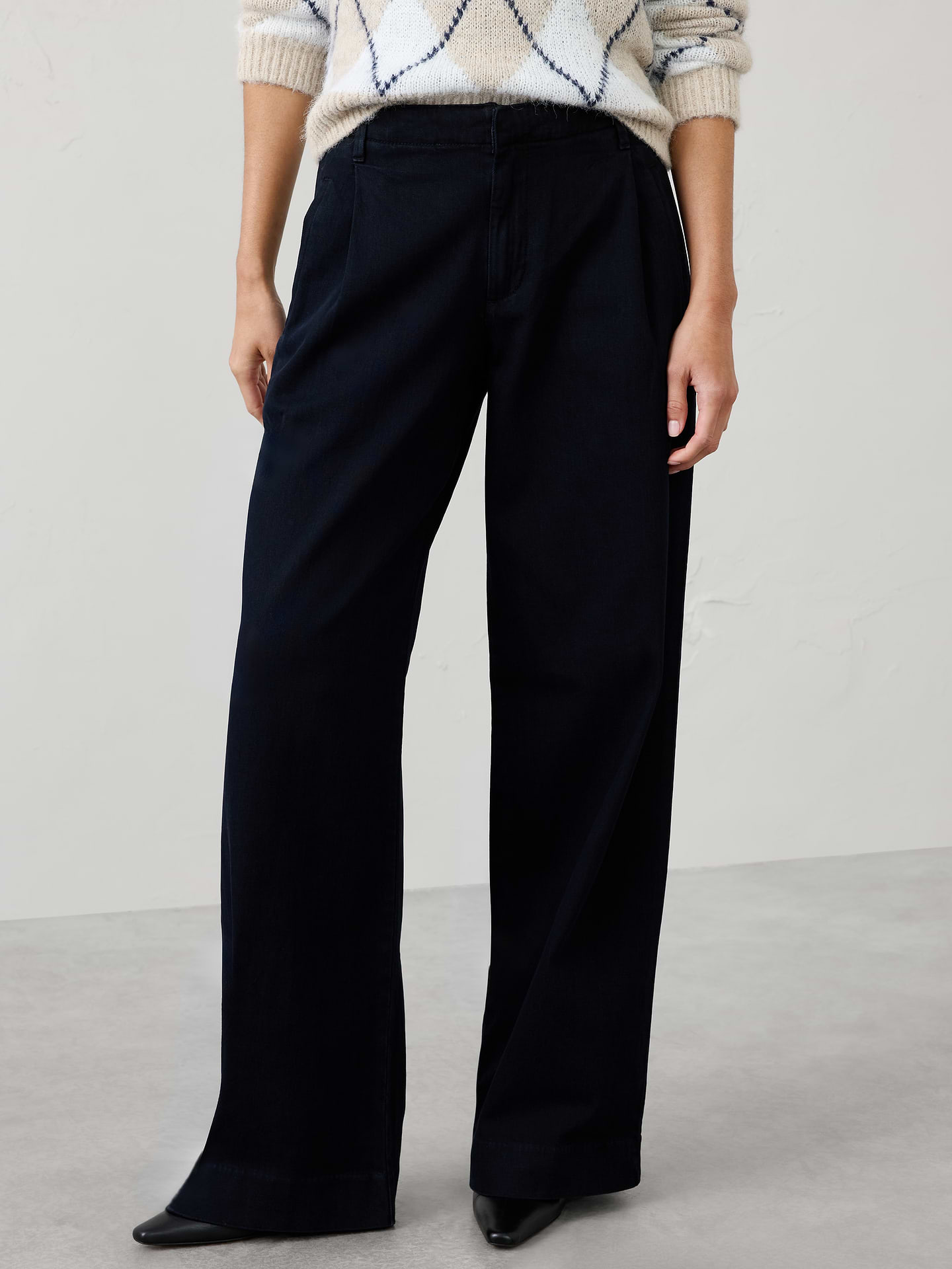 Image 3 of 3, Wide-Leg Mid-Rise Denim Trouser