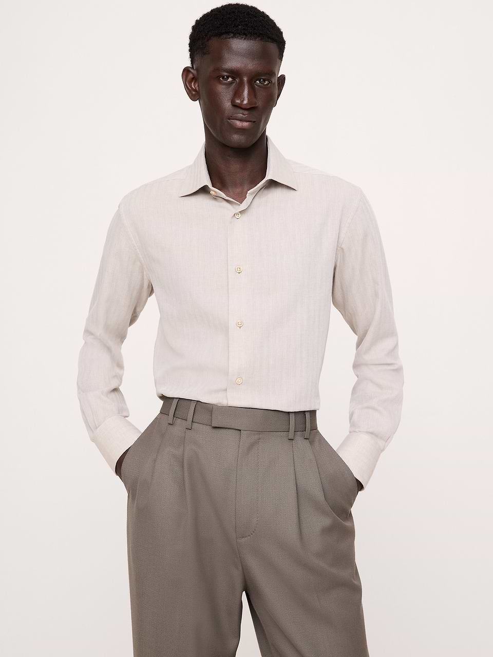 Slim-Fit Cotton-Cashmere Dress Shirt