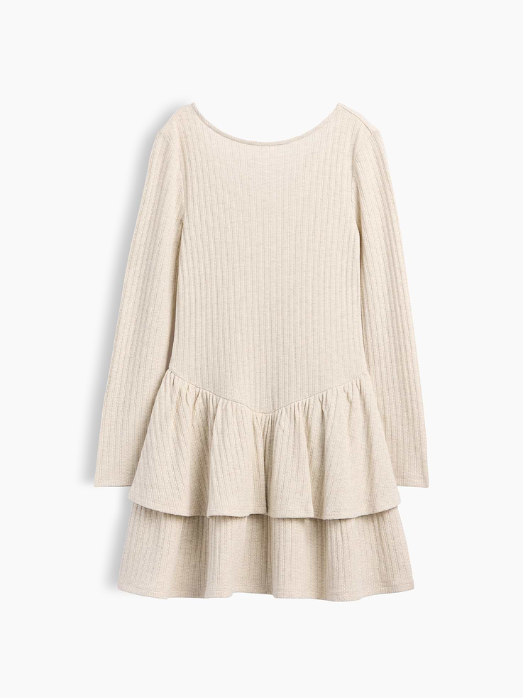 Image 2 of 5, Kids Pointelle Drop-Waist Tiered Dress