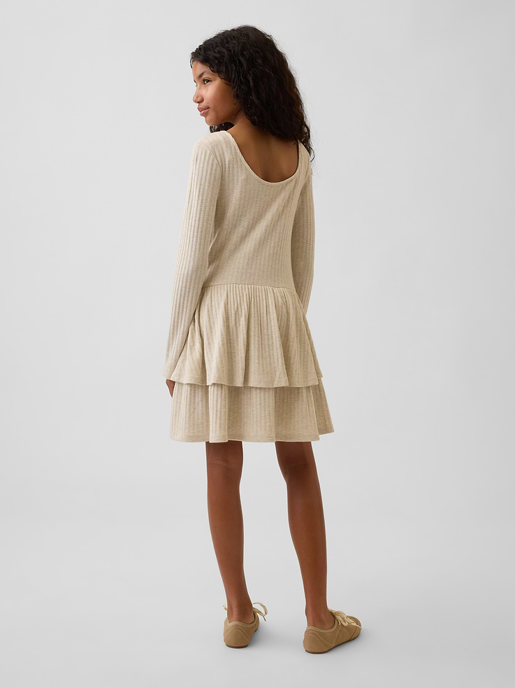 Image 3 of 5, Kids Pointelle Drop-Waist Tiered Dress
