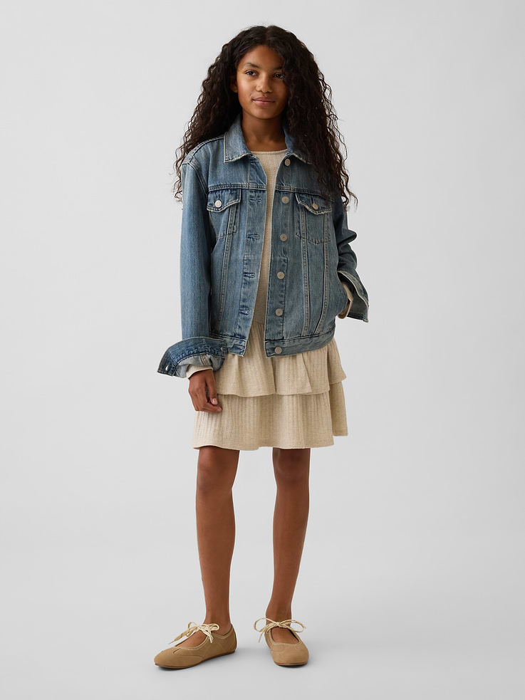 Image 4 of 5, Kids Pointelle Drop-Waist Tiered Dress