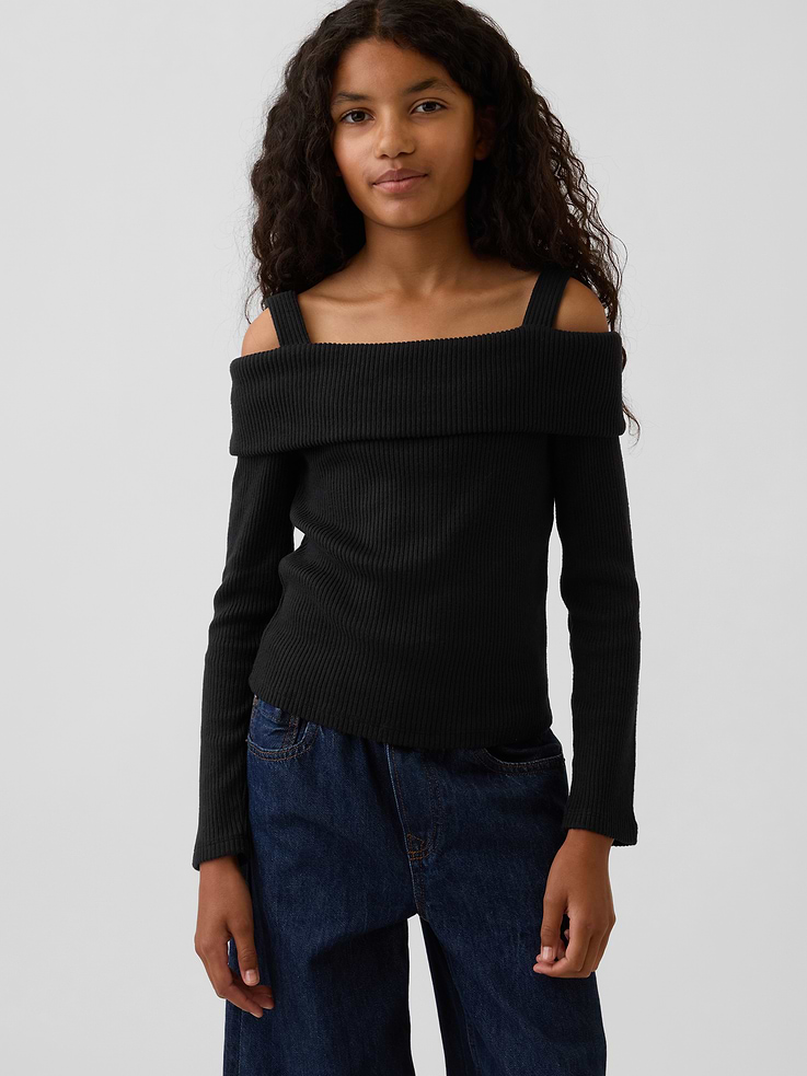 Image number 1 showing, Kids Off-Shoulder Rib Sweater Top