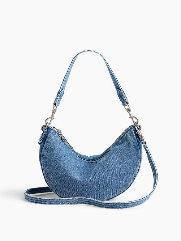 Small Denim Crescent Crossbody