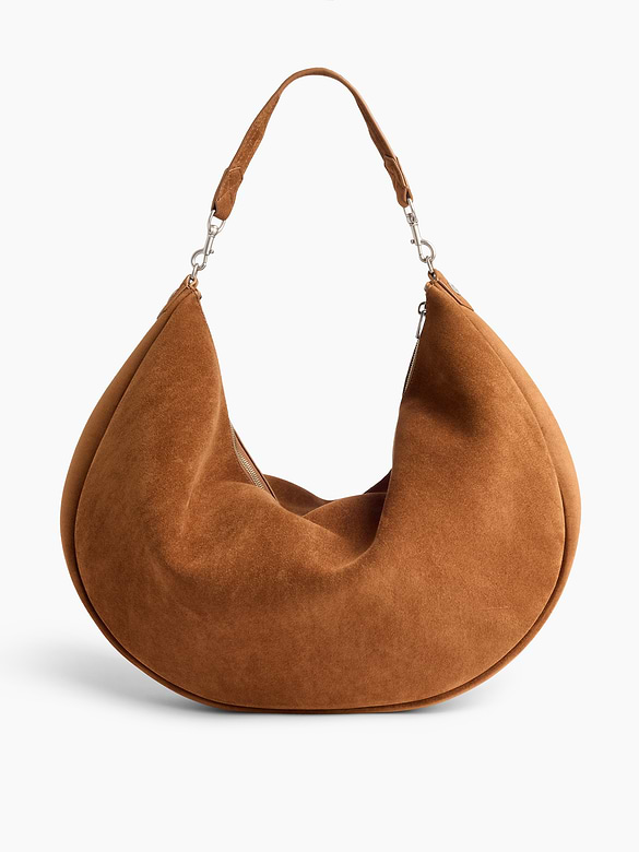 Large Vegan Suede Crescent Bag