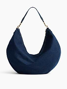 Image number 1 showing, Large Denim Crescent Bag
