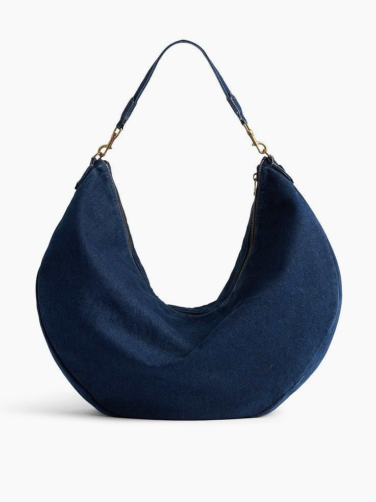 Image number 1 showing, Large Denim Crescent Bag
