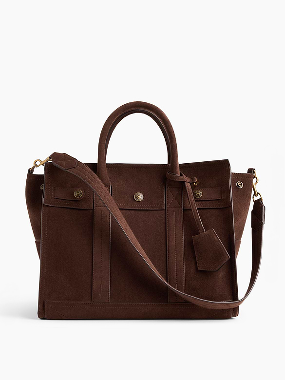 Vegan Suede Five Pocket Tote
