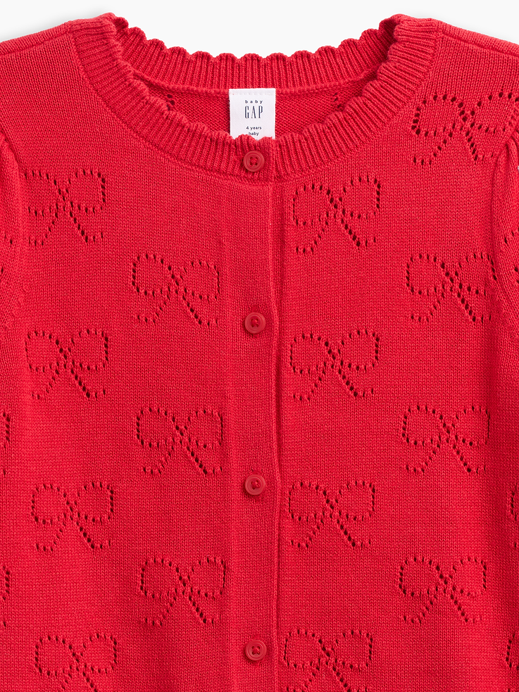 Image 2 of 3, babyGap Puff Sleeve Pointelle Cardigan