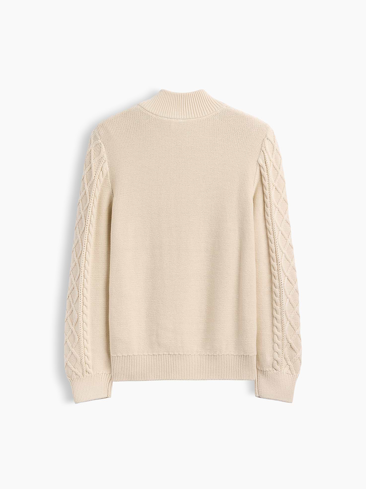 Image 3 of 3, Kids Relaxed Cable-Knit Mockneck Henley Sweater