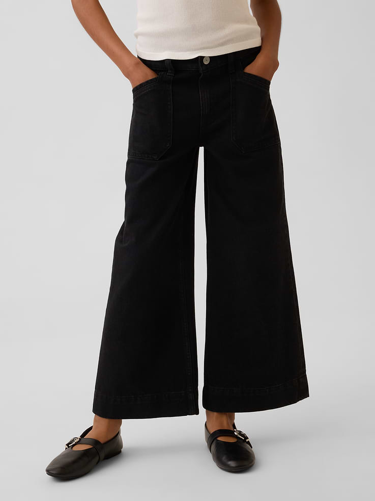Image number 2 showing, Kids High Rise Stride Wide-Leg Ankle Jeans