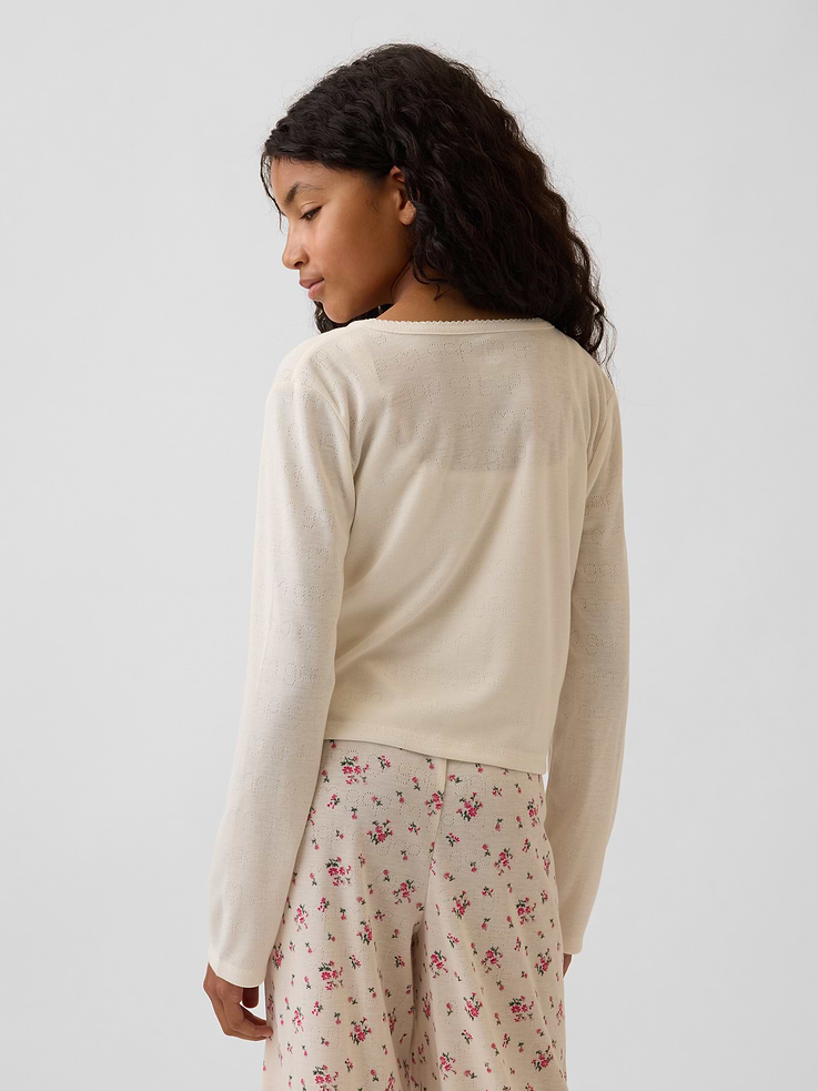 Image number 3 showing, Kids Recycled Pointelle PJ Cardigan