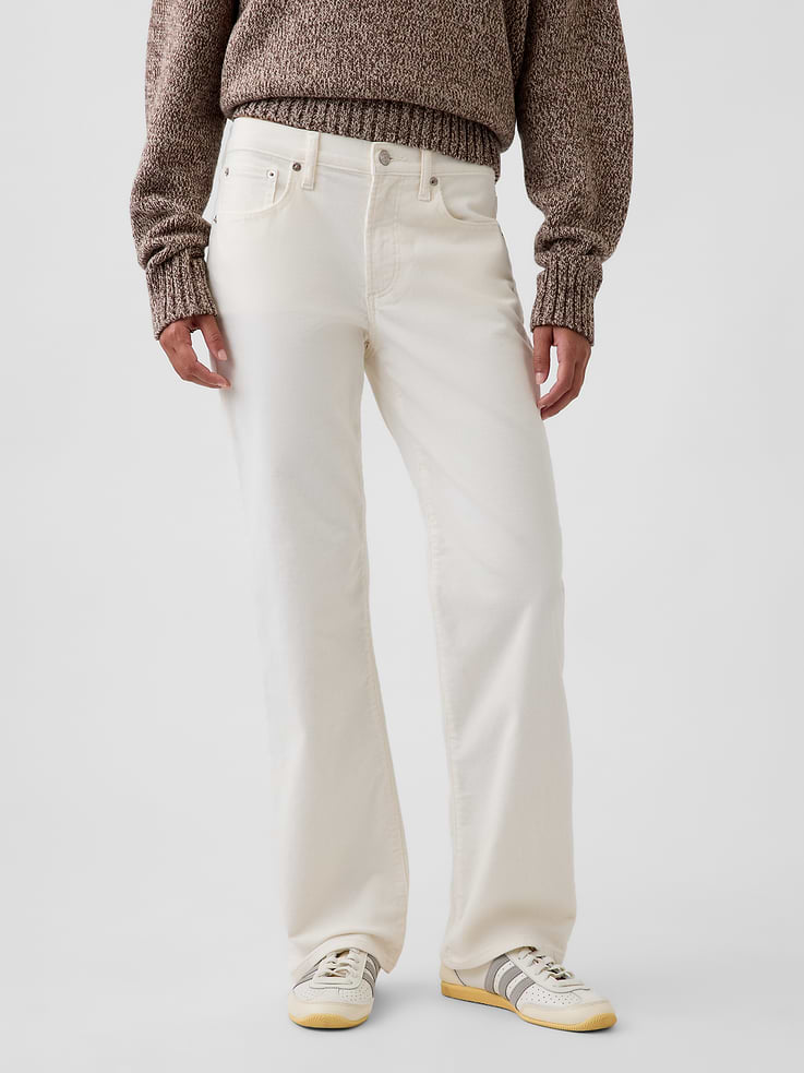 Image 2 de 6, Pantalon droit décontracté à taille mi-basse en velours côtelé