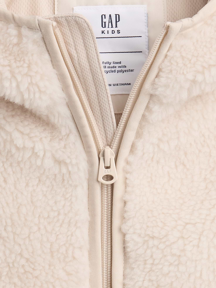 Image 3 of 3, Kids Sherpa Hooded Zip Jacket