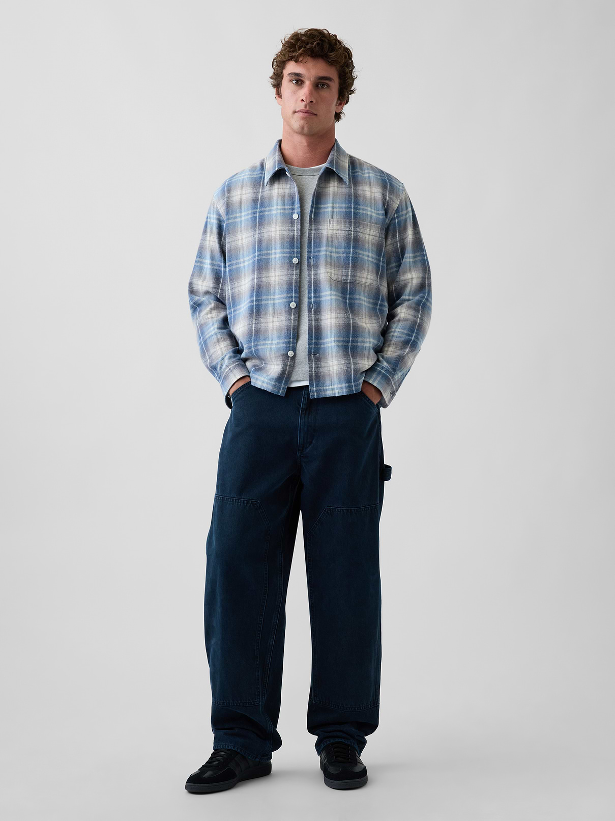 Image 2 de 5, Chemise décontractée en flanelle à ourlet droit