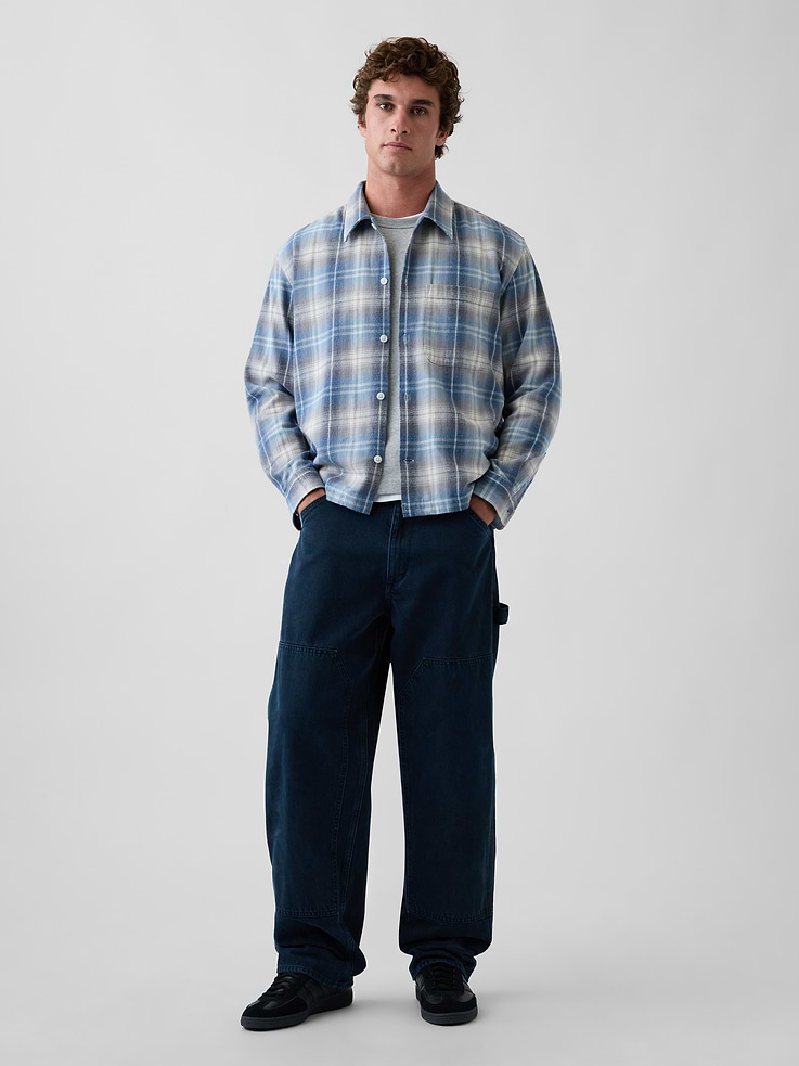Image 2 of 5, Relaxed Straight-Hem Flannel Shirt