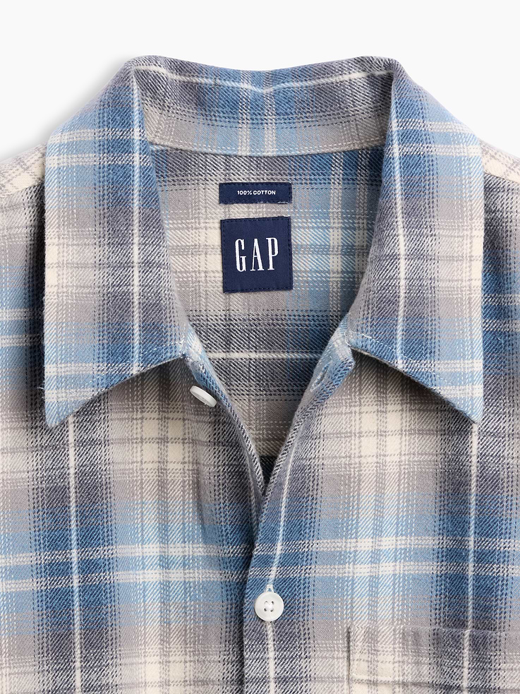 Image 4 of 5, Relaxed Straight-Hem Flannel Shirt