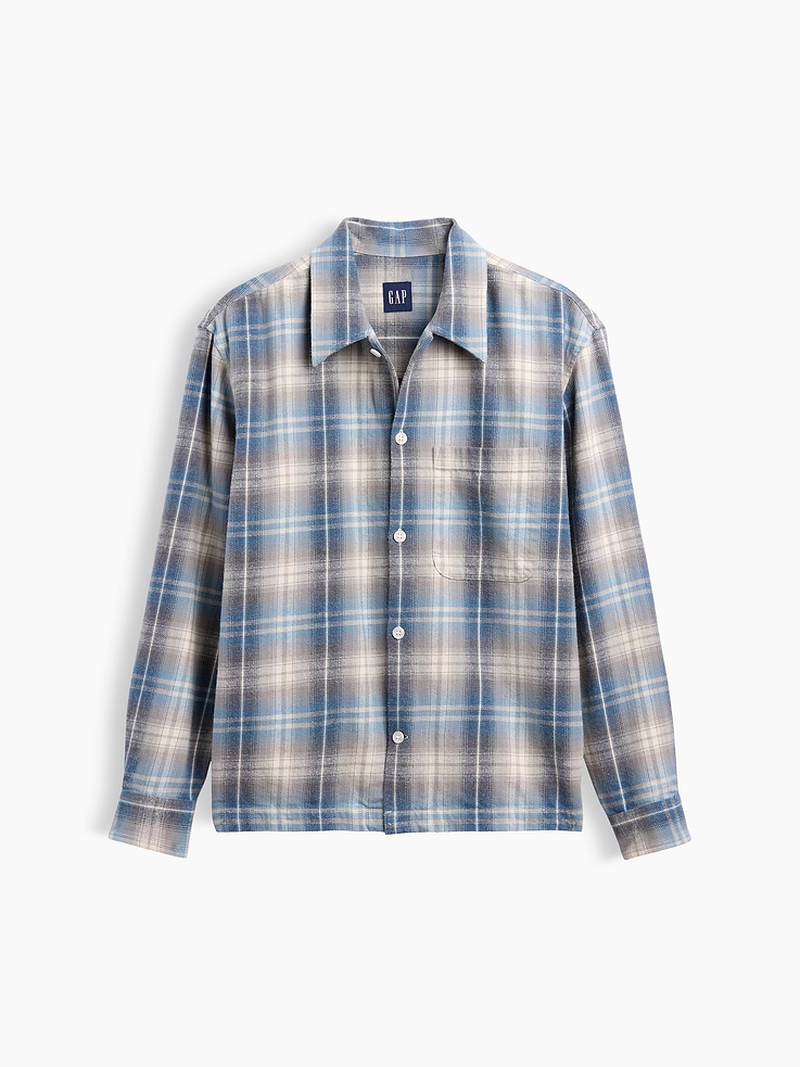 Image 5 of 5, Relaxed Straight-Hem Flannel Shirt